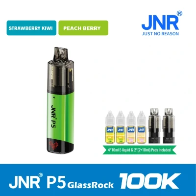 Strawberry Kiwi+Peach Berry | JNR Vape P5 GlassRock 100K Puffs Kit - Refillable & Replaceable Pod Vape
